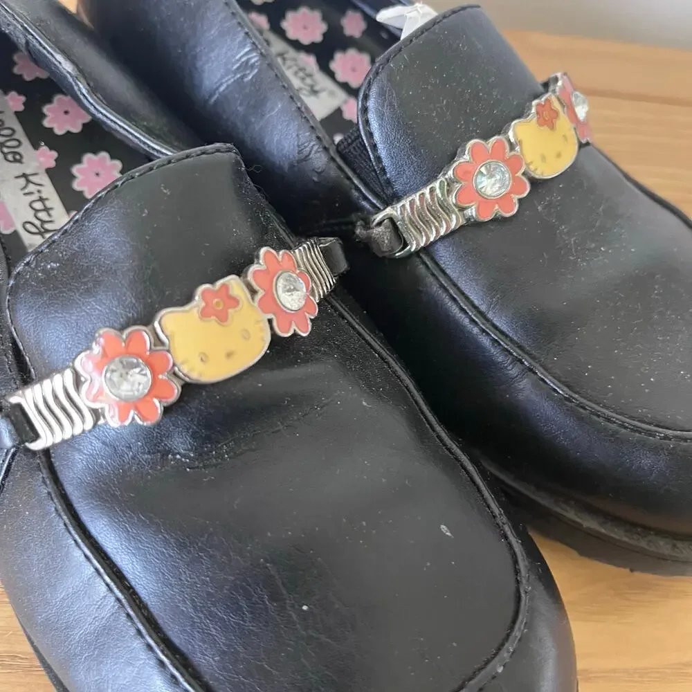 Vintage Hello Kitty Black Chunky Platform Y2K Mary Jane Shoes Girls Size 13.5